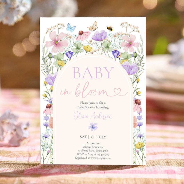 Baby i Bloom WildblomButterflies Baby Shower Inbjudningar (Skapare uppladdad)