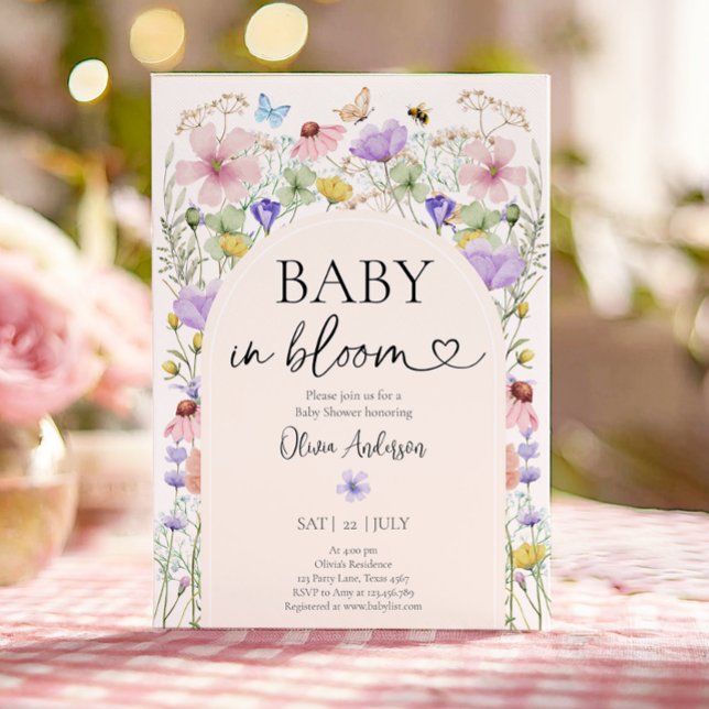 Baby i Bloom WildblomButterflies Baby Shower Inbjudningar (Skapare uppladdad)