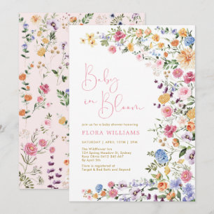Baby i Bloom WildblomGirl Baby Shower Inbjudningar