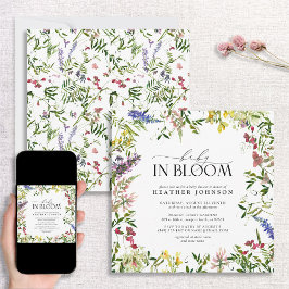 Baby i Bloom WildblomGirl Baby Shower Inbjudningar