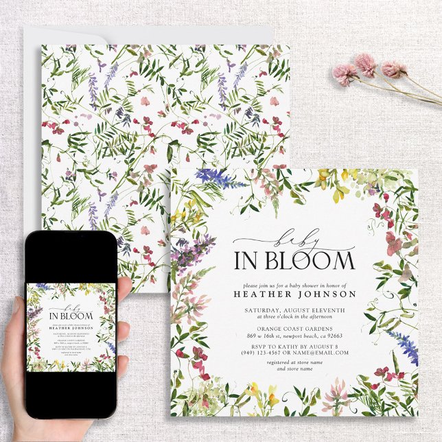 Baby i Bloom WildblomGirl Baby Shower Inbjudningar (Skapare uppladdad)