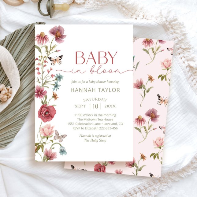 Baby i Bloom WildblomGirl Baby Shower Inbjudningar (Skapare uppladdad)