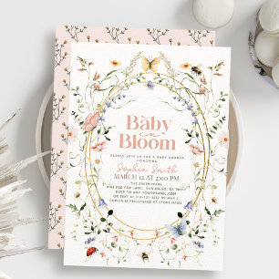 Baby i Bloom WildblomGirl Baby Shower Inbjudningar
