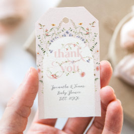 Baby i Bloom WildblomGirl Rosa Baby Shower Presentetikett