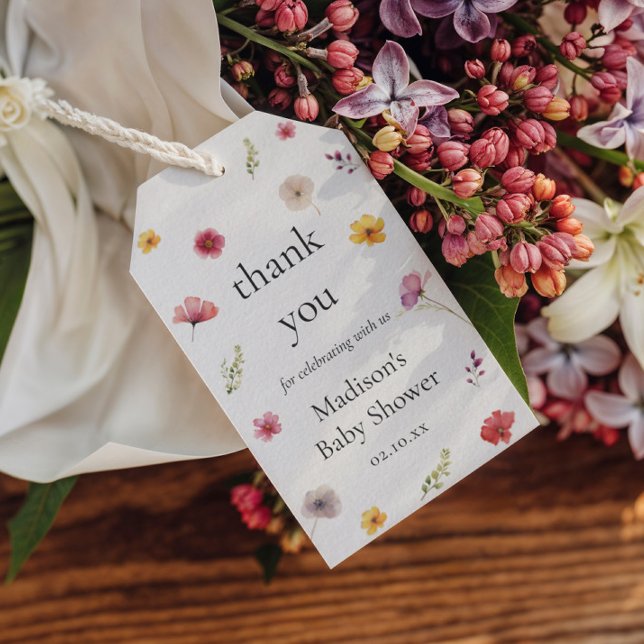 Baby i Bloom Wildblomma Baby Shower Favor Presentetikett (Skapare uppladdad)
