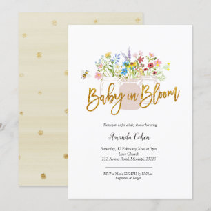 Baby i Bloom Wildblomma Baby Shower Inbjudningar