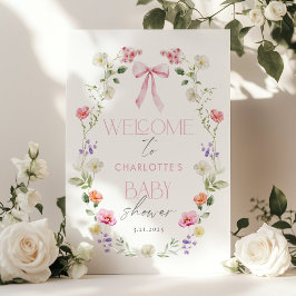 Baby i Bloom Wildblomma Bow Baby Shower Välkommen Poster