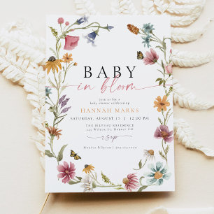 Baby i Bloom Wildblomma Butterfly Baby Shower Inbjudningar