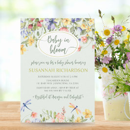 Baby i Bloom Wildblomma Garden Baby Shower Inbjudningar