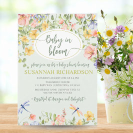 Baby i Bloom Wildblomma Garden Baby Shower Inbjudningar