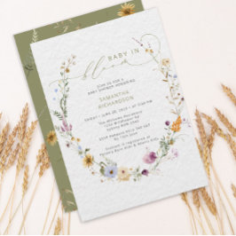 Baby i bloom Wildblomma Rustic Baby Shower Inbjudningar