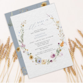 Baby i Bloom Wildblomma Rustic Baby Shower Inbjudningar