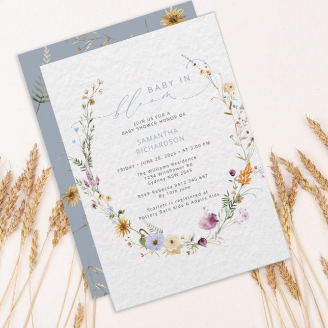 Baby i Bloom Wildblomma Rustic Baby Shower Inbjudningar (Skapare uppladdad)
