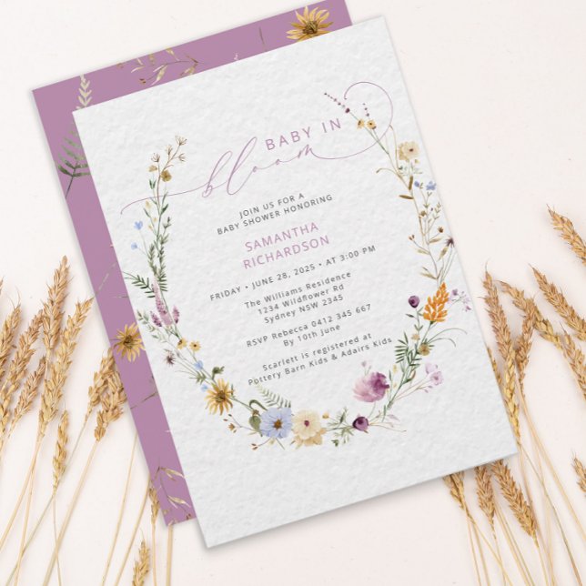 Baby i bloom Wildblomma Rustic Baby Shower Inbjudningar (Skapare uppladdad)