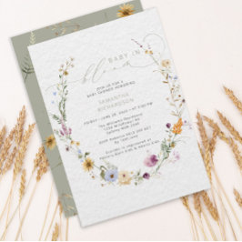 Baby i Bloom Wildblomma Rustic Baby Shower Inbjudningar