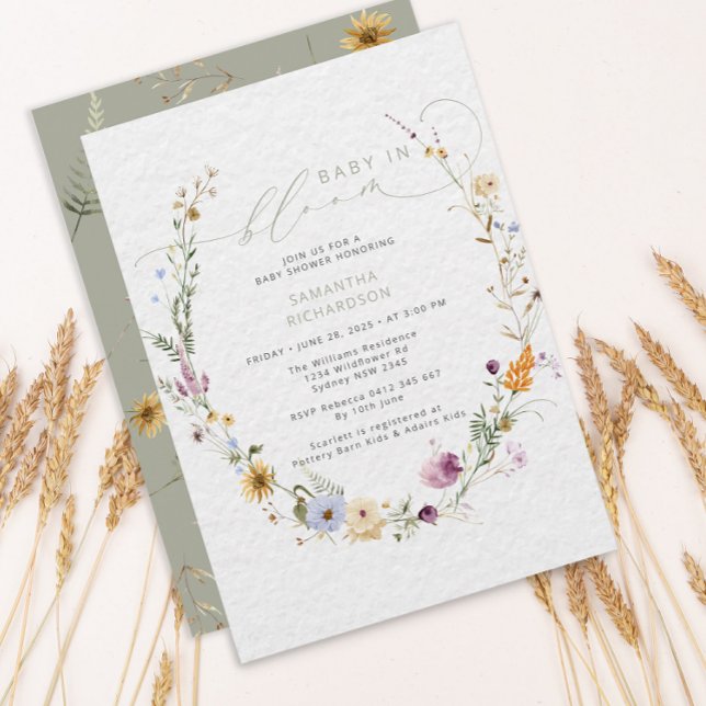 Baby i Bloom Wildblomma Rustic Baby Shower Inbjudningar (Skapare uppladdad)