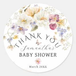 Baby i bloom Wildblomma Rustic Baby Shower Runt Klistermärke