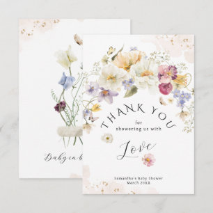 Baby i bloom Wildblomma Rustic Baby Shower Tack Kort