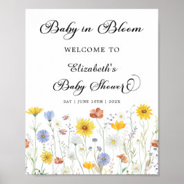 Baby i Bloom WildblommBaby Shower Välkomstskylt Poster
