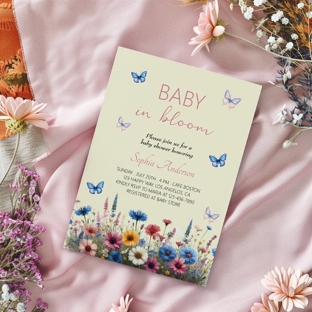 Baby i Bloom Wildblomme Baby Shower - Elegant Inbjudningar (Skapare uppladdad)