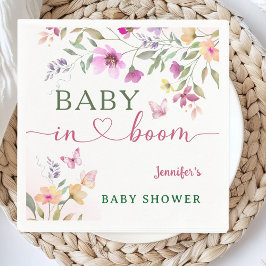 Baby i Bloom Wildblomme Baby Shower Girl Rosa Pappersservett