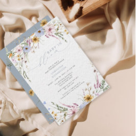 Baby i bloom Wildblomme Baby Shower Inbjudningar