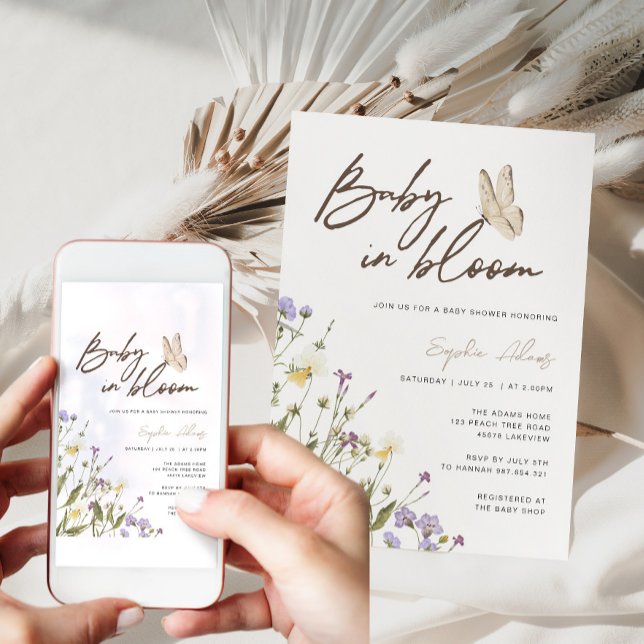 Baby i Bloom Wildblomme Baby Shower Inbjudningar (Skapare uppladdad)