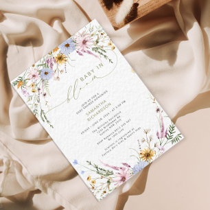 Baby i bloom Wildblomme Baby Shower Inbjudningar
