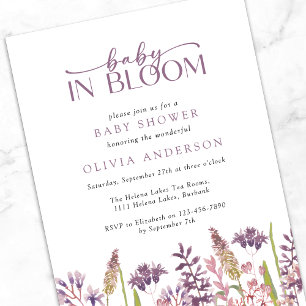 Baby i Bloom Wildblomme Baby Shower Inbjudningar