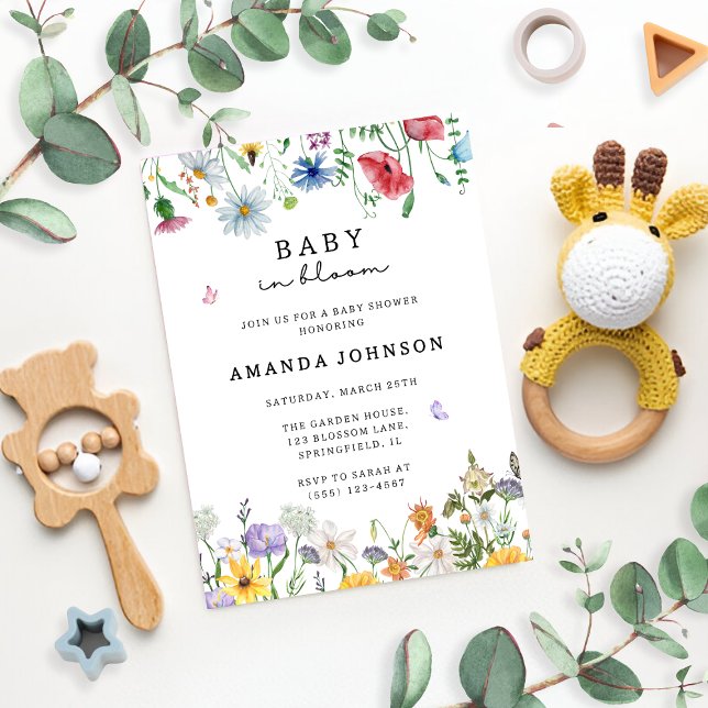 Baby i Bloom Wildblomme Baby Shower Inbjudningar (Skapare uppladdad)