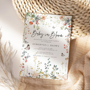 Baby i Bloom Wildblomme Baby Shower Inbjudningar