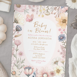 Baby i Bloom Wildblomme Baby Shower Inbjudningar