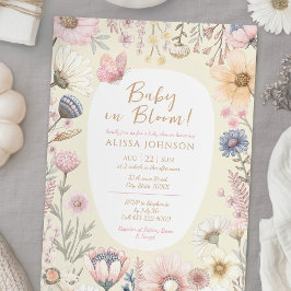 Baby i Bloom Wildblomme Baby Shower Inbjudningar