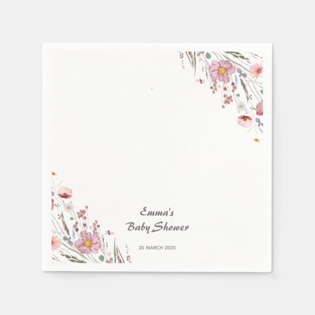 Baby i Bloom Wildblomme Baby Shower Pappersservett (Framsidan)