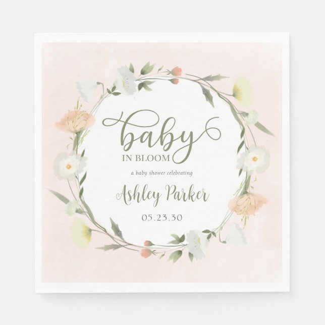 Baby i Bloom Wildblomme Baby Shower Pappersservett (Framsidan)