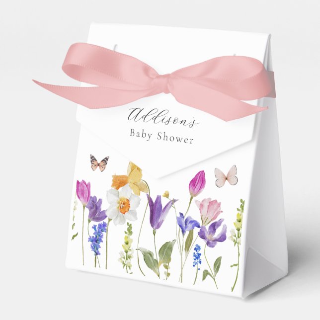 Baby i Bloom Wildblomme Baby Shower Presentaskar (Framsidan Sidan)