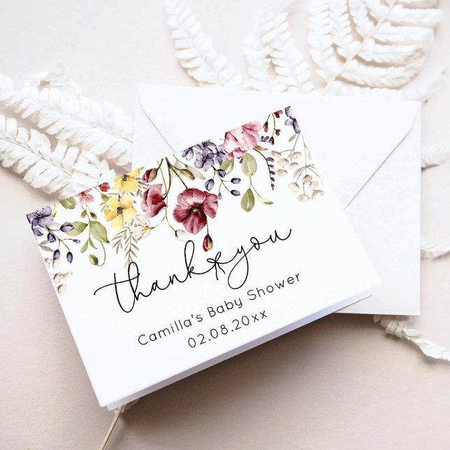 Baby i Bloom Wildblomme Baby Shower Tack Kort (Skapare uppladdad)
