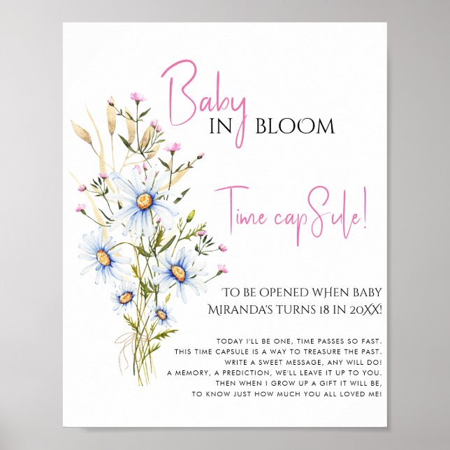 Baby i bloom Wildblomme Baby Shower Time Capsule Poster (Framsidan)