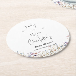 Baby i Bloom Wildblomme Baby Shower Underlägg Papper Rund