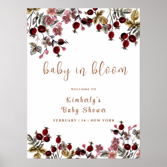 Baby i Bloom Wildblomme Baby Shower Välkommen Poster (Framsidan)