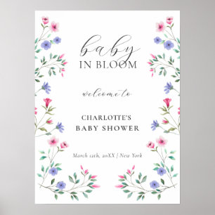 Baby i Bloom Wildblomme Baby Shower Välkommen Poster