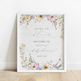 Baby i Bloom Wildblomme Baby Shower Välkommen Poster