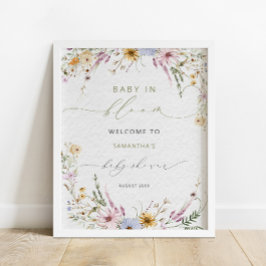 Baby i Bloom Wildblomme Baby Shower Välkommen Poster
