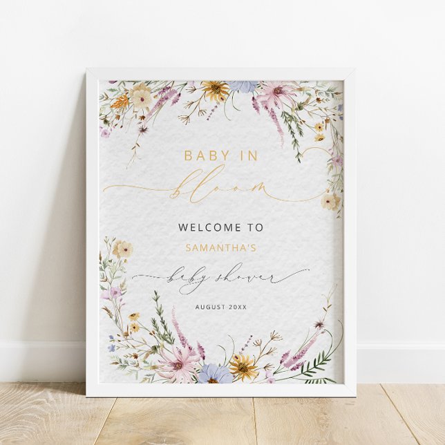 Baby i Bloom Wildblomme Baby Shower Välkommen Poster (Skapare uppladdad)
