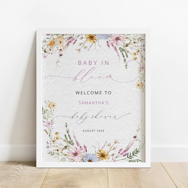 Baby i Bloom Wildblomme Baby Shower Välkommen Poster (Skapare uppladdad)