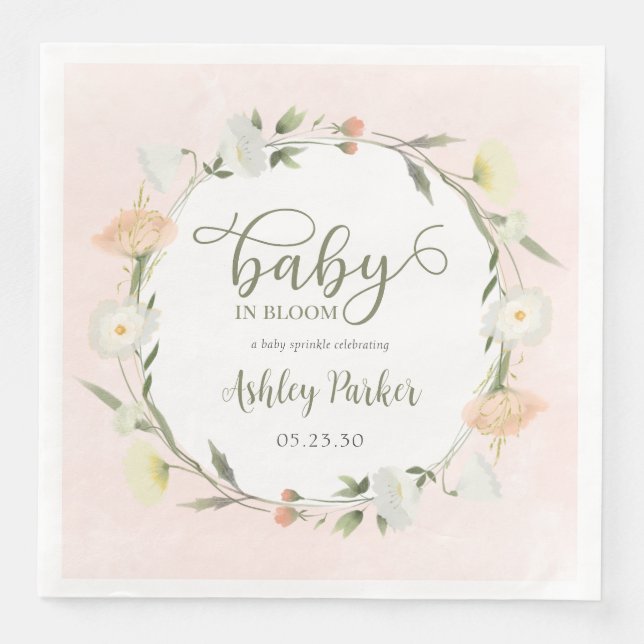 Baby i Bloom Wildblomme Baby Sprinkle Pappersservett (Framsida)