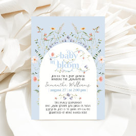 Baby i Bloom Wildblomme Blue Boy Shower Inbjudningar
