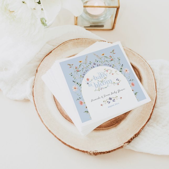 Baby i Bloom Wildblomme Blue Boy Shower Pappersservett (Skapare uppladdad)