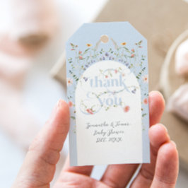 Baby i Bloom Wildblomme Blue Boy Shower Presentetikett