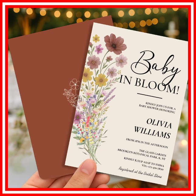 Baby i Bloom Wildblomme Burnt Orange Baby Shower Inbjudningar (Skapare uppladdad)
